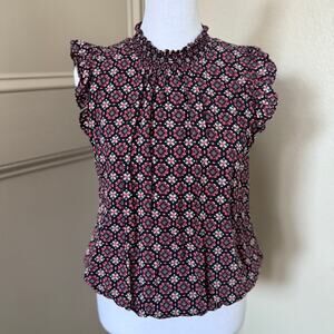 THML by Anthropologie floral ruffled mock neck shirt size S